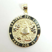 Load image into Gallery viewer, 10k yellow gold round virgin Caridad del Cobre pendant fine jewelry 1.23" 5.4g