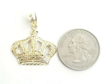 Load image into Gallery viewer, 10k yellow gold crown pendant charm fine jewelry gift necklace diamond cut 2.3g