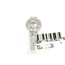 Load image into Gallery viewer, 0.37Ct Natural Diamond 14k White Gold Semi Mount halo center round Ring size 6.5