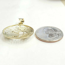 Load image into Gallery viewer, New 10k yellow gold round globe planet earth world map pendant jewelry 1.08" 3g
