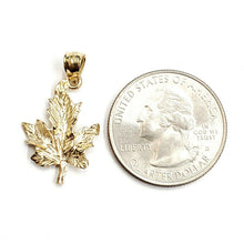 Load image into Gallery viewer, New 14k yellow gold solid maple leaf pendant charm gift fine jewelry 1.4g