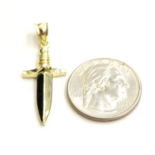 Load image into Gallery viewer, New 10k yellow Gold dagger knife Pendant charm Unisex Gift fine jewelry 2.2g