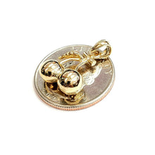 Load image into Gallery viewer, New 14k yellow gold 3D Cherry fruit leaf pendant charm Gift fine jewelry 3.4g