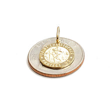 Load image into Gallery viewer, 14k solid yellow Gold round saint Christopher Pendant religious gift 0.60" 2.1g