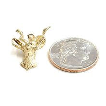Load image into Gallery viewer, 14k yellow Gold 3D deer buck male head Hunting Pendant charm gift jewelry 4.7g