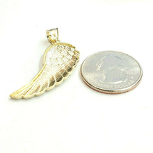 Load image into Gallery viewer, 10k Yellow Gold Single Angel Wing Pendant Diamond Cut Unisex fine jewelry 2.6g