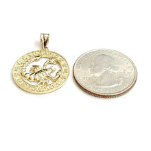 Load image into Gallery viewer, 10k yellow Gold scorpion zodiac sign round Pendant charm fine gift jewelry 2.5g