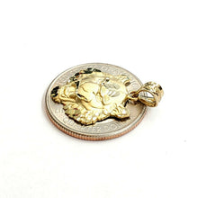 Load image into Gallery viewer, 14k yellow solid Gold tiger male head face Pendant diamond cut fine jewelry 2g