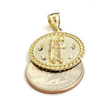 Load image into Gallery viewer, 10k yellow gold round saint Jude juda pendant charm religious jewelry 0.97" 4g