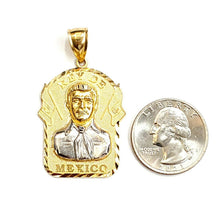 Load image into Gallery viewer, 14k two tone gold Jesus malverde narco saint Sinaloa pendant diamond cut 8.7g