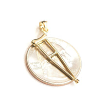 Load image into Gallery viewer, 14k yellow Gold 3D crutch handicap muleta de san lazaro Pendant fine jewelry 1.4g