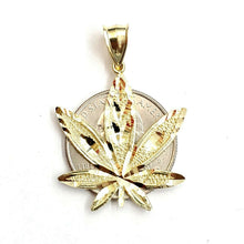 Load image into Gallery viewer, New 10k yellow gold marijuana leaf weed pendant diamond cut medical jewelry 2.7g