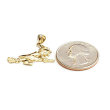 Load image into Gallery viewer, New 14k yellow Gold solid Witch on Broom Pendant charm Gift fine jewelry 1.8g