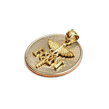 Load image into Gallery viewer, 14k yellow Gold RN caduceus medical sign nurse Pendant charm fine jewelry 1.5g