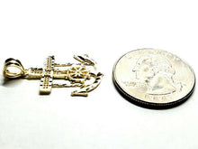 Load image into Gallery viewer, 10k yellow Gold anchor and wheel Pendant charm fine gift religious jewelry 1.4g