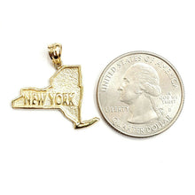 Load image into Gallery viewer, New 14k yellow gold New York outline map pendant charm gift fine jewelry 2.3g