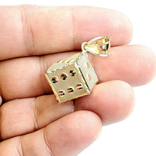 Load image into Gallery viewer, 10k yellow Gold 3D dice Pendant charm diamond cut gamble Vegas fine jewelry 6.8g
