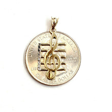 Load image into Gallery viewer, 14k solid yellow Gold music sign note Pendant diamond cut fine jewelry gift 1.2g