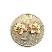 Load image into Gallery viewer, 14k multi color Gold Hawaiian flower Earring jewelry Push Back Fastening 1.1g