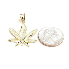 Load image into Gallery viewer, 10k yellow gold marijuana leaf weed pendant charm medical gift fine jewelry 2.6g