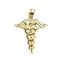 Load image into Gallery viewer, New 10k yellow solid Gold caduceus medical sign Pendant charm fine jewelry 1.1g