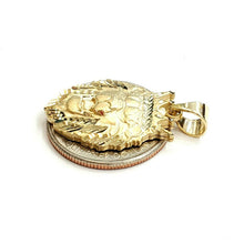 Load image into Gallery viewer, 14k yellow Gold lion head face crown Leo zodiac Pendant charm fine jewelry 4.2g