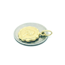 Load image into Gallery viewer, New 14k yellow gold round hollow virgin Mary Guadalupe pendant charm 0.60" 1.5g