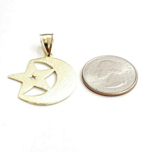 Load image into Gallery viewer, 10k yellow gold moon and star pendant charm diamond cut astronomy jewelry 2.7g