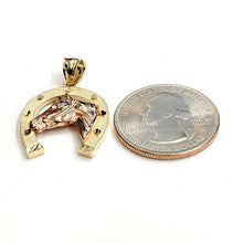 Load image into Gallery viewer, New 14k multi color Gold horseshoe Pendant lucky fine gift jewelry unisex 3.1g