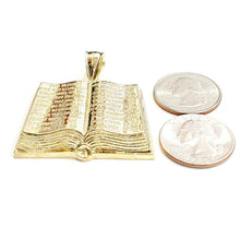 Load image into Gallery viewer, 10k yellow gold lord's prayer book our father bible verse pendant jewelry 13.5g