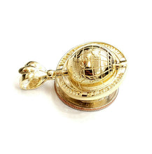 Load image into Gallery viewer, 10k yellow gold 3D Spinning round globe planet earth world map pendant 1" 9.2g