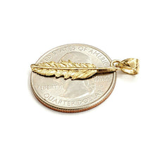 Load image into Gallery viewer, New 14k Yellow Gold solid feather Pendant Unisex gift fine jewelry 1g