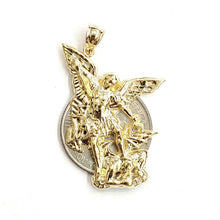 Load image into Gallery viewer, New 14k yellow gold saint Michael pendant charm fine religious gift jewelry 4.5g