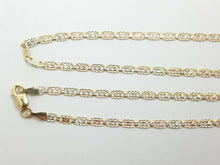 Load image into Gallery viewer, New 10K tri color gold 2.5mm valentino chain Necklace fine gift jewelry 3.8g 22"
