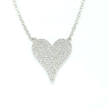 Load image into Gallery viewer, 14k white Gold 0.21Ct Diamond heart necklace gift for her 18" adjustable chain