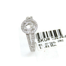 Load image into Gallery viewer, 0.37Ct Natural Diamond 14k White Gold Semi Mount halo center round Ring size 6.5