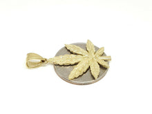 Load image into Gallery viewer, New 14k yellow gold marijuana leaf weed pendant charm fine gift jewelry 2.6g
