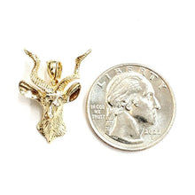 Load image into Gallery viewer, 14k yellow Gold 3D deer buck male head Hunting Pendant charm gift jewelry 4.7g