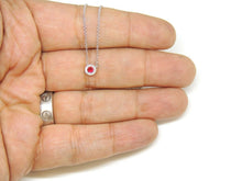 Load image into Gallery viewer, New 14k white Gold 0.18Ct real Diamond & ruby necklace gift 18" adjustable chain