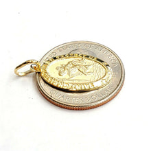 Load image into Gallery viewer, 14k yellow gold oval saint Christopher pendant charm fine religious jewelry 2.4g