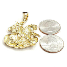 Load image into Gallery viewer, 10k yellow gold saint George pendant charm horse dragon fine gift jewelry 9.6g