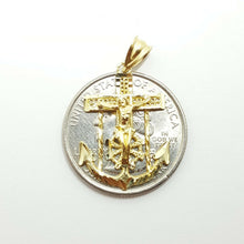 Load image into Gallery viewer, New 10k solid yellow Gold Jesus anchor and wheel Pendant charm fine jewelry 1.7g