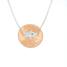 Load image into Gallery viewer, 14k white gold 0.09ct diamond khamsa hand Jewish necklace 18" adjustable chain