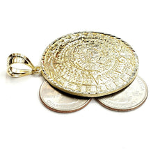Load image into Gallery viewer, 10k yellow Gold solid Aztec Mayan sun calendar Azteca pendant gift 1.87" 14.2g