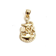 Load image into Gallery viewer, 14k yellow Gold USN Pendant United States Navy military anchor fine jewelry 2.5g