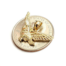 Load image into Gallery viewer, 14k yellow gold owl full body open wings pendant charm gift fine jewelry 2.5g