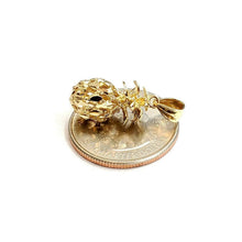 Load image into Gallery viewer, 14k yellow gold pineapple 3D diamond cut fruit pendant charm fine jewelry 2.7g