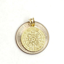 Load image into Gallery viewer, New 10k yellow gold round saint benedict san Benito pendant jewelry 0.69" 2.1g