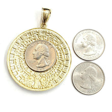 Load image into Gallery viewer, 10k yellow Gold solid Aztec Mayan sun calendar Azteca pendant gift 1.87" 14.2g