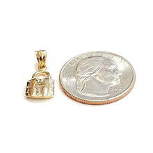 Load image into Gallery viewer, 14KT Yellow Gold tiny padlock with heart pendant charm gift Fine Jewelry 1.3g